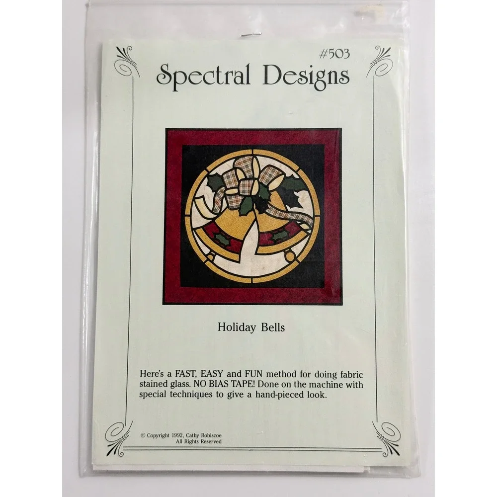 Spectral Designs Holiday Bells Quilt Pattern OS Multicolor Stained Glass #503